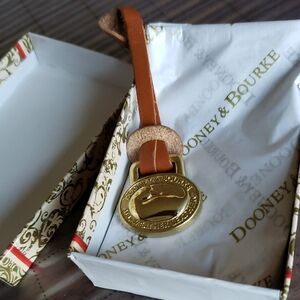 Dooney & Bourke Key Fob British Tan Leather Bag Accessory Vintage
